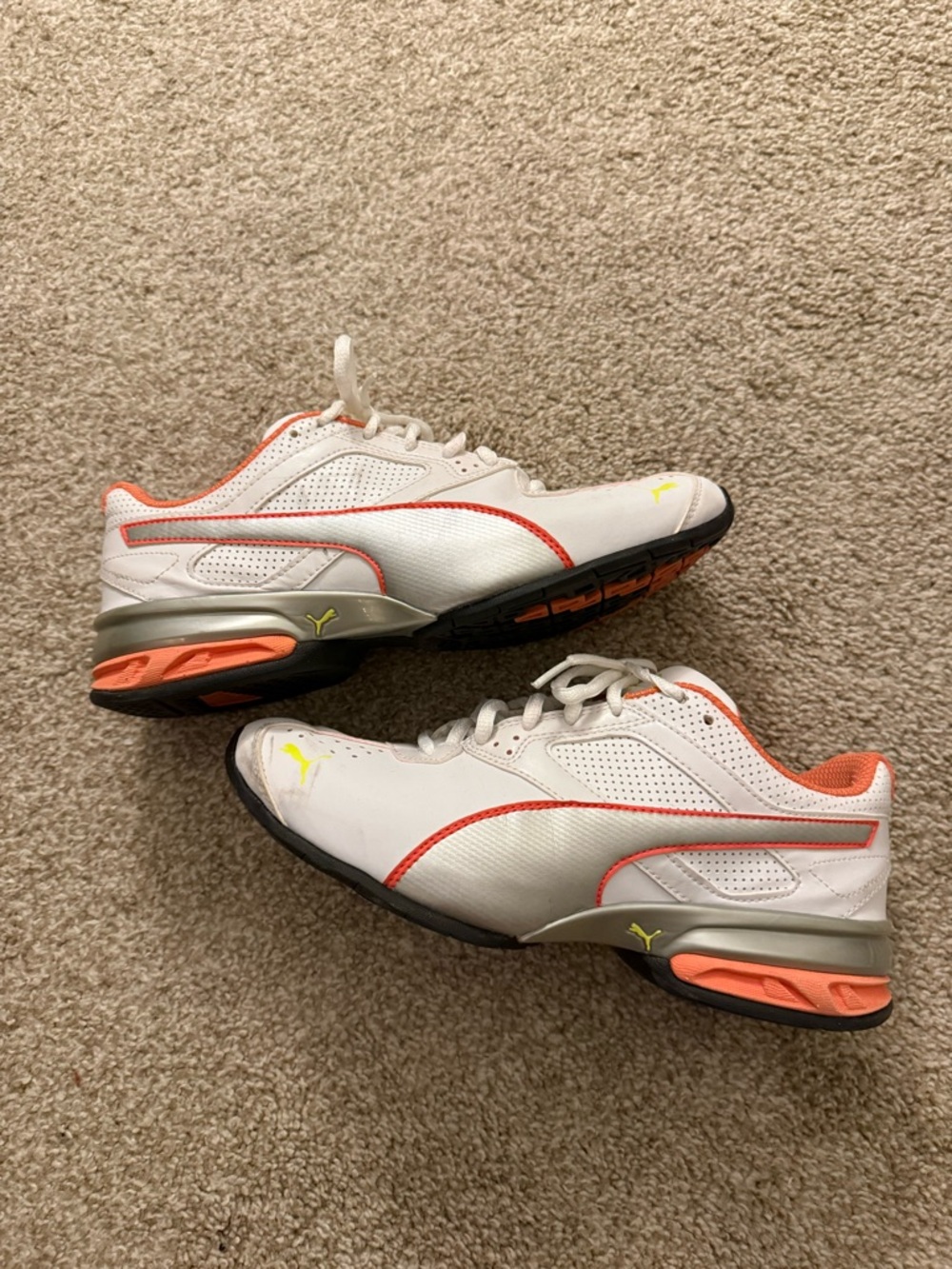 Puma Men's White Athletic Sneakers with Coral Accents